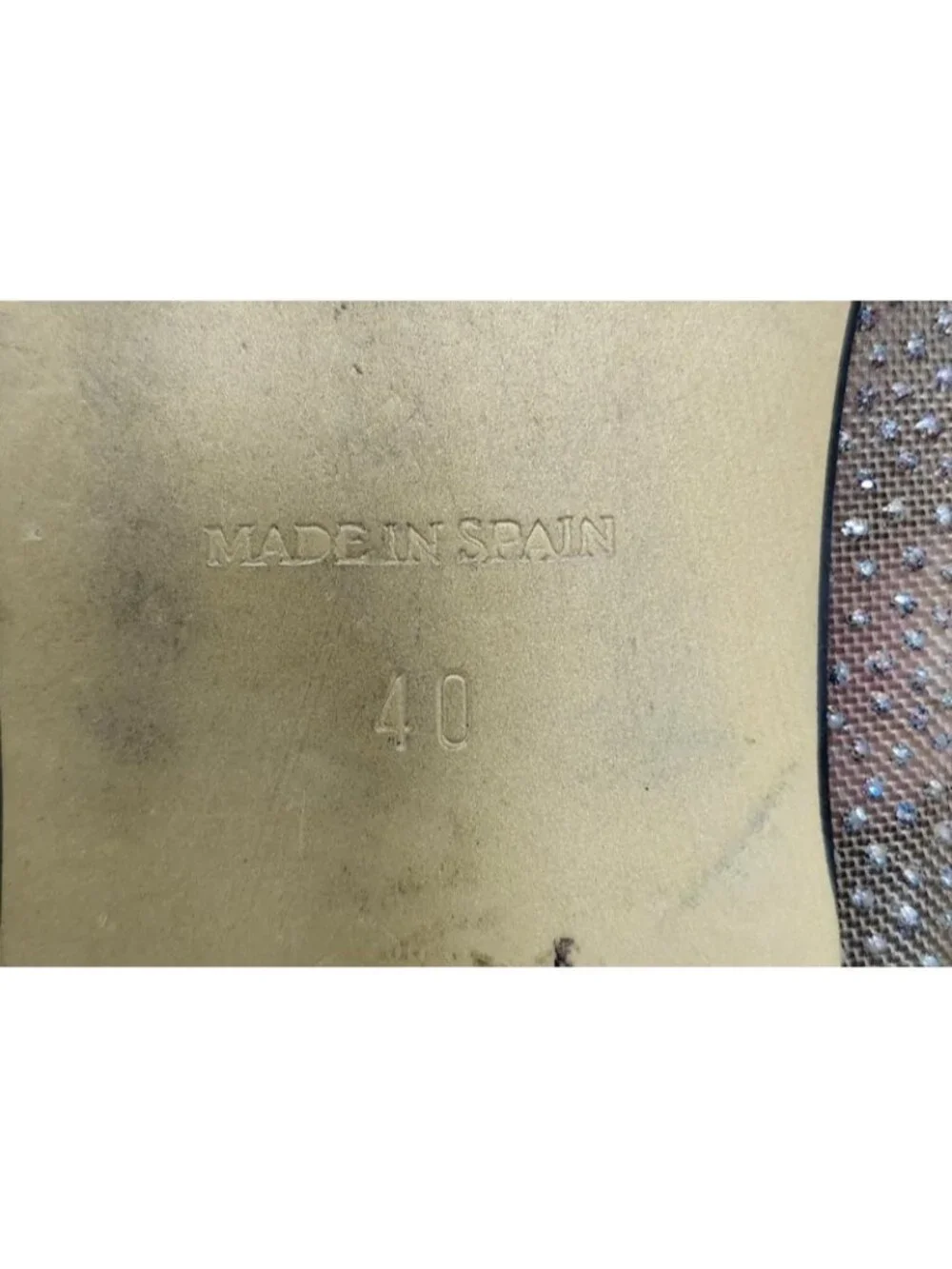 Pretty Ballerinas Size 40 Crystal Studded Ballet Flats Beige Gold Spain EU 40 - Picture 10 of 14